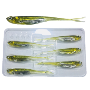 Yoshikawa Floating Water Soft Fish Aluminum Foil Sea Fishing Lure T Tail Fork Tail Fish for Bass Lake Trout Salmon