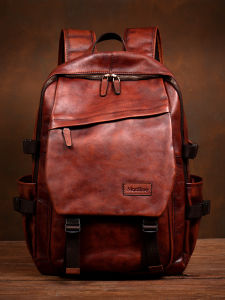 Handcrafted Pure Leather Backpack Casual Travel Bag for Men And Women Top Layer Vegetable Tanned Cowhide Double Shoulder Bag