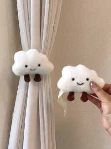 สายรัดม่านเมฆ สายรัดผ้าม่าน ลายการ์ตูนก้อนเมฆ คู่หัวเข็มขัดคงที่ก สร้างสรรค์ สําหรับตกแต่งบ้าน