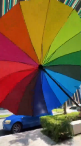 Semi Auto-Open Rainbow Big Size Umbrella 16 Rib AntiUV Windproof Strong Durable