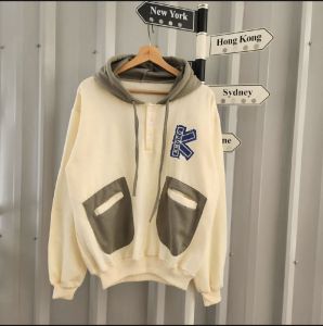POCKET K SWEATER HOODIE OVERSIZE - SWEATER WANITA MODEL KANCING KOREAN STYLE