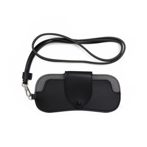PU Leather Eyeglasses Case Portable Hanging Neck Sunglasses Storage Box for Men & Women Myopia Protection Glasses Holder