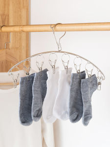 Stainless Steel Clothesline Hanger Multi-Purpose Underwear Socks Drying Rack Hook Home Use Function Indoor Laundry Holder
