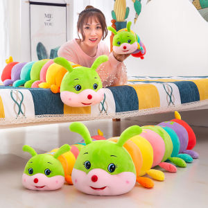 Large Size Soft Plush Toy Caterpillar Long Pillow Dollhouse Removable Cover Girls Bedtime Plushie Snuggly Bug Cushion