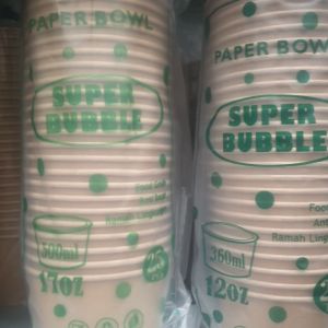 Mangkok kertas Kraft 12172227 OZ merk Super Bubble/paper bowl/warna coklat/isi 25pcs/mangkok es / mangkok bakso / mangkok tahan panas