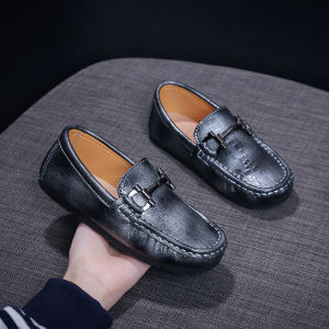 Childrens Genuine Leather Shoes Soft Bottom Suit Shoes for Piano Performances Boys Bean Shoes Spring Autumn Seasonal Wear