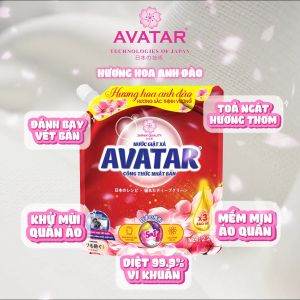 Combo 2 Túi  Nước Giặt Xả Vải Avatar Hương Hoa Anh Đào Túi 4Kg