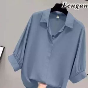 PAKET BULDING ONLY 99K LUVY KEMEJA CRINKLE AIRFLOW/KEMEJA BELI 3 100 TERBARU DAN KEKINIAN/KEMEJA WANITA V NECK/BLOUSE WANITA /OOTD WANITA luvvy atasan kemeja wanita V neck lengan balon/blouse kemeja polos wanita CRINKLE airflow/bluouse paket 100 dapat 3