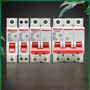 Delixi 1P Air Switch 2P Home Use 32A 63A Three Phase 3P Circuit Breaker DZ47S 4P Air Break 100A Electric Switch China Made