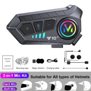 Y10 2X/Y12 Pro Motorcycle Helmet Bluetooth Headset Intercom with Long Battery Life Intelligent Noise Reduction IPX6 Waterproof