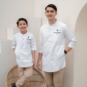 Baju Koko Couple Ayah Anak Lengan 3/4 Toyobo Import Polos Premium