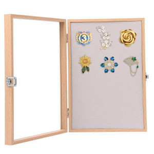 Pin Display Case Dustproof Badge Storage Box Enamel Pin Display Case with Clear Lid For Medal Jewelry Collection Display Frame