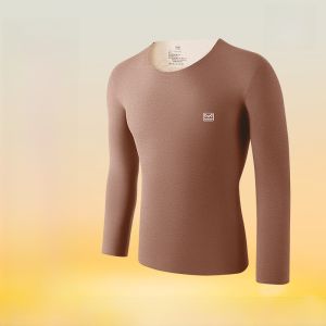 miiow | Mens Thermal Underwear Cat Person Thin Goose Down Warmth Seamless Heating Velvet Silk Base Layer Autumn Clothes Top Single Piece