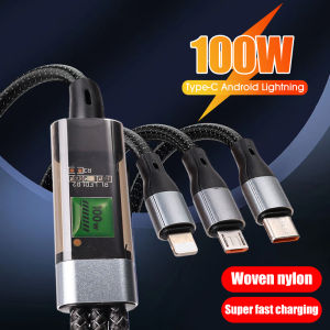 【OPPZAN】3 in 1 100W Fast Charging Cable USB Type C Cable 6A for iPhone Realme Samsung Huawei 50 Pro Micro USB C Charger Charging Data Cable