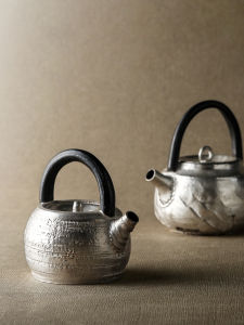 JOTO | Vintage Brushed Silver Glaze Teapot Jingdezhen Style Japanese Tea Set