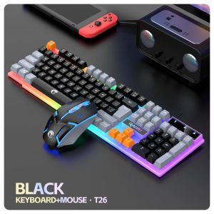 Super Cool Tri-Color Backlit Keyboard & Mouse Combo Wired Mechanical Feel Gaming Set