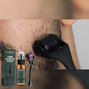 【BUY 1 TAKE 1】West & Month Beard Growth Spray Roller Suit Helps Prevents Hair From Falling Enhancerbeard Essential Oil Growth Roller Beard Care 30ml + Microneedle Roller (boxed)