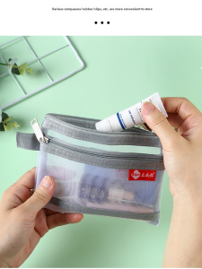 Double-Layer Mini Transparent Zipper Card Holder Multi-Function Coin Key Storage Bag for Makeup Products