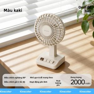 Quạt Để Bàn Mini Cổ Điển KINSCOTER 2000mAh Có Thể Sạc Lại 90 ° Có Thể Điều Chỉnh Độ Nghiêng 5 Tốc Độ Gió Tự Nhiên Cho Gia Đình/văn Phòng/học Sinh