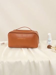 [SG seller] PU Leather Pillow Shape Cosmetic Bag Make up Travel Toiletry Bag for travels