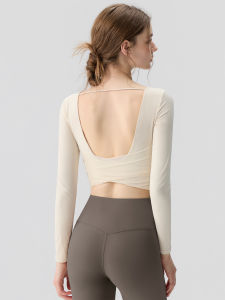 XINLIYA | Back-Baring Long-Sleeve Fitted Padded Yoga Top
