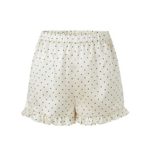 Bigking Ice Silk Sleepwear Set Women Summer Polka Dot Bubble Sleeve A-Line Ruffle Shorts Two-Piece Polyester Fiber Short Sleeve