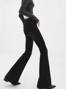 Quần Jeans Denim Ống Loe Cạp Cao Cho Nữ Quần Dài Ôm Dáng Dáng Dài Bốn Mùa Quần Dài Thường Ngày Chất Liệu Denim