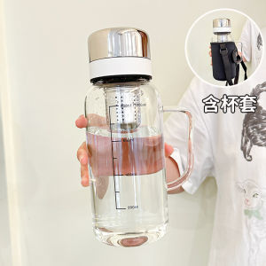 Tách Thủy Tinh Dung Tích Lớn Có Tay Cầm Cách Ly Trà Nước Dày Chống Nổ Dùng Trong Gia Đình Chịu Nhiệt Độ Cao Có Nắp