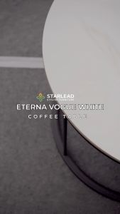 STARLEAD Meja Tamu Batu Sinter Eterna Vogue White Side Coffee Table