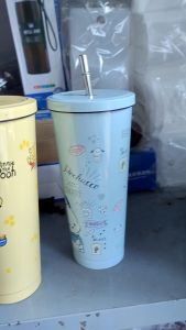 Ly giữ nhiệt 750ml họa tiết hoạt hình nhí ngộ nghĩnh inox 304 bền bỉ kèm ống hút