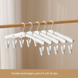 5PCS Travel Folding Clothes Hangers Mini Space Saving Clothes Drying Rack Foldable Anti-slip Drying Hangers Wardrobe Organizer