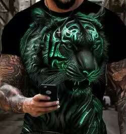 เสื้อยืดแขนสั้นพิมพ์ลายไซส์ยูนิฟอร์มสำหรับผู้ชาย ทรงหลวม สไตล์ลำลอง เสื้อยืดคอกลม ลายสัตว์ แฟชั่นฤดูใบไม้ผลิ 2023