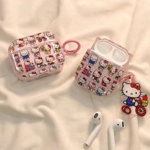 Cute hellokitty AirPods Case For AirPods 1 2 3 4 AirPods Pro Wireless Earbud Bluetooth Headphones Headset Earphone Anti-fall Cover Shell