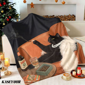 Beast Kingdom | Sophisticated Cat Lounge Winter Summer Flannel Blanket Throw Fleece Soft Fuzzy Plush Cozy Fleece Blankets for Sofa Ideal Gifts