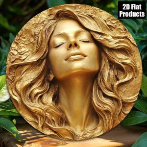8x8 Inch Gold Aluminum 3D Wall Art Decor Modern Metal Round Sculpture Sign for Home Bar Cafe Office