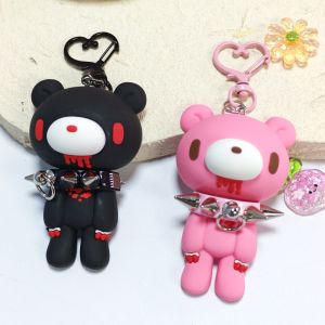 Demon Bear Keychains:Cute Punk Bag Charms with Spiked CollarsUnique Evil Teddy TrinketsStylish Collectible Accessories&Gift