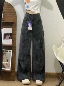Quần Jeans Denim Ống Rộng in Hình Màu Đen Xám Cạp Cao Thường Ngày Cho Nữ Quần Dài Thẳng Dáng Rộng Quần Dài Thường Ngày