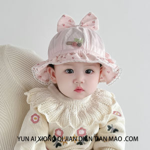 Korean Style Baby Girls Ruffle Trimmed Fisherman Hat Spring Autumn Sweet Princess Pot Hat for Small Age Girls Adjustable High Top Warmth