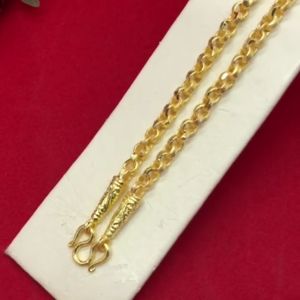 สร้อยคอทองลายทาโร่ ความยาว 24 นิ้ว เทียบเท่าน้ำหนัก 2 บาท ชุบทอง งานสวย สีเหมือนจริง ใส่อาบน้ำได้  พร้อมส่ง