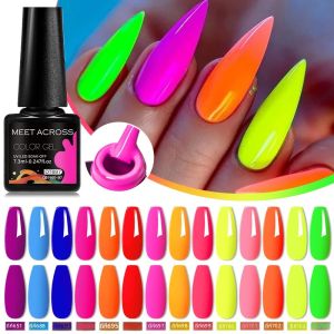 7.3ml เรืองแสงนีออนสีเจลเล็บ Sparkly สีชมพูสีแดงสีเหลืองสีเขียวเล็บ Soak Off UV GEL เคลือบเงาเล็บอุปกรณ์ DIY