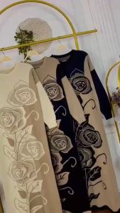 GAMIS RAJUT WANITA DRESS MOTIF BUNGA ELISHA