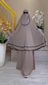 BISA COD! Set Gamis Syari + Hijab Jumbo Kode AZALI Bahan Ceruti Babydoll Premium By Ory AjeZas Colle