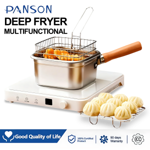 PANSON Multifunctional Portable Stainless Steel Japanese Deep Drain Fryer Tempura Deep Fryer