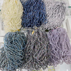4mm Sharp Beads Colored Glass Crystal Beads DIY Bracelet Necklace Clothing Accessories Loose Beads Diamond Shape Beads