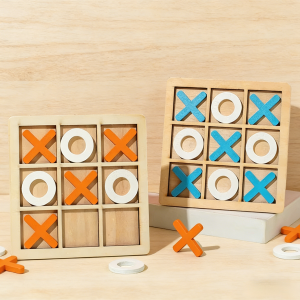 Wooden XO Tic Tac Toe Board Game Mini Chess Early Educational Toys Logical Thinking Training Parent-child Interaction Puzzle