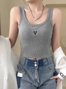 MiiOW | Áo ba lỗ không tay màu xám kẻ sọc Catman dành cho nữ mùa hè có đệm ngực che vai rộng che mông áo vest khoét sâu