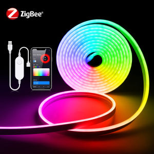 USB 5V Smart Tuya Zigbee 3.0 Neon LED Strip Light RGB/Warm White/White TV Gaming Room Ambinet Backlight Work with Alexa Google