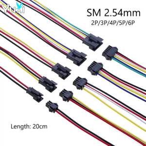 Yuxi | YuXi 1/2/5 Pairs JST SM 2.54mm 2/3/4/5/6Pin Plug Male Female Connector 20cm Wire Cable for LED Light Strip