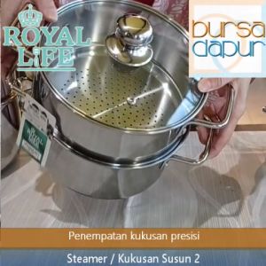 Royal Life Stainless Steamer Set 28 cm x 2 Susun / Kukusan Susun Stainless 28 cm x 2 susun