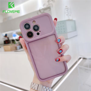 FLOVEME Candy Color Large Window Clear Phone Case For iphone 14 13 12 Pro Max 14 Plus Macaron Solid Color Full Protection Transparent Soft Silicone Shockproof Back Cover For iphone 14 13 12